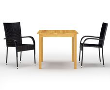 3 Piece Garden Dining Set Black
