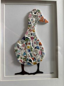 Handmade Framed Duck Pique Assiette Mosaic