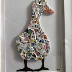 Handmade Framed Duck Pique Assiette Mosaic