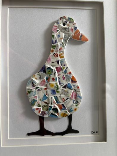 Handmade Framed Duck Pique Assiette Mosaic