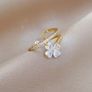 Flower Crystal Adjustable Gold Tone Ring Image 2