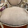 Carved wood chair with sacking material Image 2