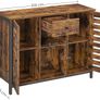 _Sideboard, kitchen cabinet, side cabinet with drawer and lamellar doors, for kitchen, dining room, living room, industrial design, vintage brown-black Image 5