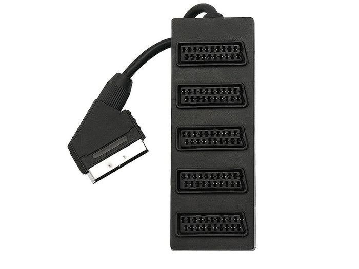 New 5 Way Port SCART Splitter AV Audio Video Euro Digital Adapter #1021