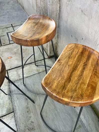 Set of three bar counter stools