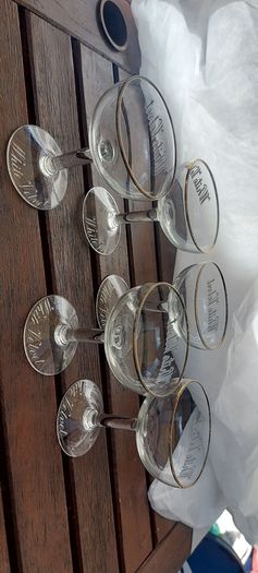 5 x 50s,60s white velvet glasses,vintage collectors item,,sold as seen .hard to come by.