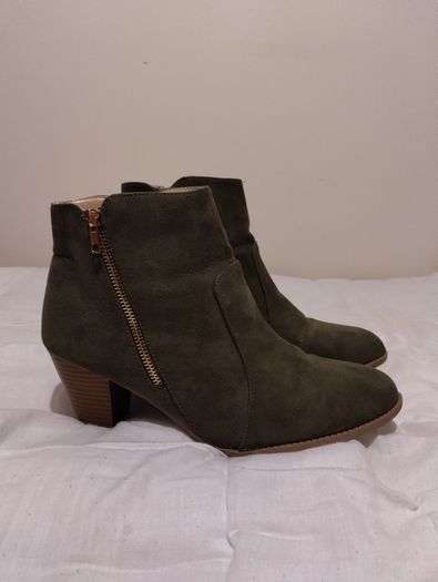 Green Suede Ankle Boots