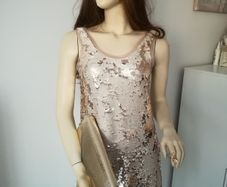 Gold Zara dress size XS(8-10) with matching heels and clutch