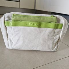Clarins Cosmetic Bag Large Off white green