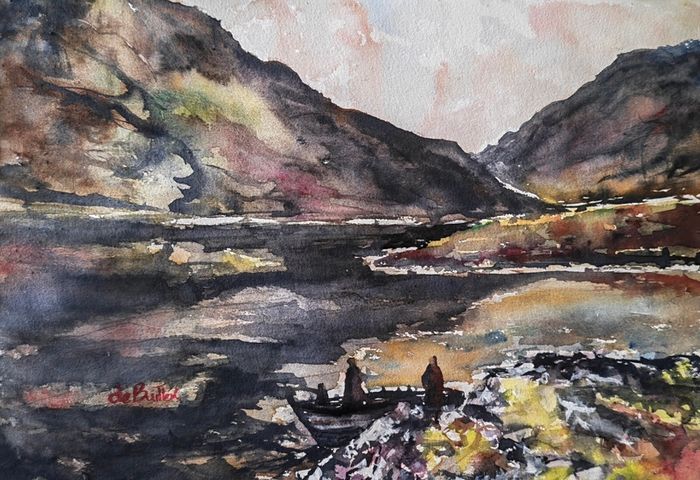 Connemara fishing watercolour