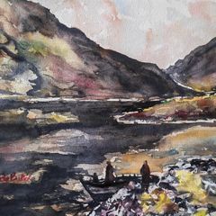 Connemara fishing watercolour