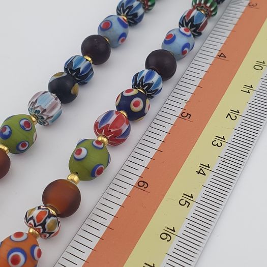 Vintage Venetian Style Mix Glass Beads & Old Face Pendant Necklace