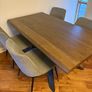 Smoked Oak Dining Table & Grey Chairs with Black and Gold legs Image 2