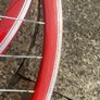 Red Bicycle Wheelset - Fixie/Singlespeed/FixedGear/Track Bike (FlipFlop Rear Hub) Sealed Bearings - Massively Discounted due to Cosmetic Flaws - Red Rims with Silver Spokes and Hubs. Image 4