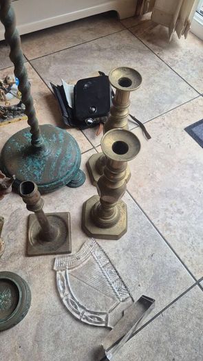 old vintage classic retro brass crystal ornaments