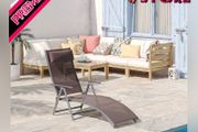 Sun Lounger Recliner, Textilene-Brown (FREE SHIPPING)