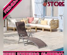 Sun Lounger Recliner, Textilene-Brown (FREE SHIPPING)