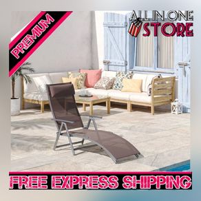 Sun Lounger Recliner, Textilene-Brown (FREE SHIPPING)