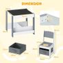 Kids Table and Chairs Set, 4 in 1 Children Activity Desk with 2 Chairs, Reversible Tabletop, Bookshelves and Storage Bins, Wooden Toddler Table Set for Boys Girls (White+Grey, 61x61x56cm) Image 5