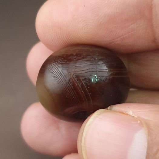 Vintage Natural Pattern Sulemani Tire Shape Agate Bead Amulet
