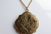 Vintage locket Square floral embossed locket necklace Edwardian Antique style engraving Photo locket for pictures