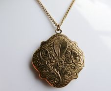 Vintage locket Square floral embossed locket necklace Edwardian Antique style engraving Photo locket for pictures