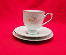 Noritake Ireland Anticipation Tea Cup Trio Set , sugar bowl, creamer cake plate