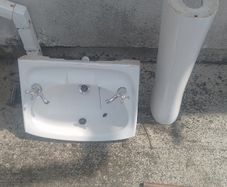 Sink, Toilet, Shower door