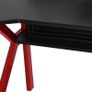 136 x 66cm Gaming Desk with K Shape Legs, Computer Table with Monitor Stand, Cup Holder, Headphone Hook and Wire Basket, Red Image 8