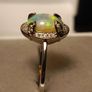 Ethiopian Welo Opal and Lab Grown Diamond Oval Cluster Ring. Image 8