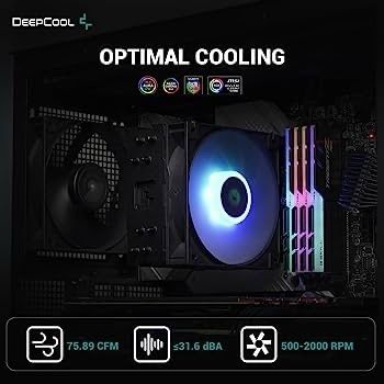 Ag400 Bk Argb Cpu Air Cooler All-black 5v-3pin Sync 220w Tdp 6mm X 4 Copper Heat Pipes With 120mm Fan Pwm 2000rpm 75.89cfm For Intel Lga 1700/1200/1151/1150/1155 Amd Am5/am4