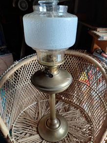 Large Vintage Brass Kerosene Lamp