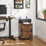 Pedestal with 2 drawers on casters, Mobile Office Storage, for Documents, A4 Format, Hanging files, Industrial Style, Rustic Brown and Black Image 2