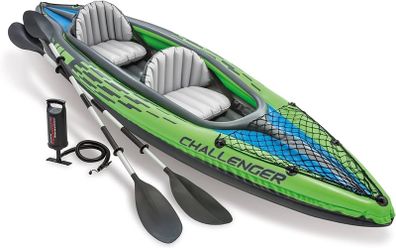 FREE EXPRESS SHIPPING Challenger Kayak, 2 Man Inflatable Canoe with Aluminum Oars and Hand Pump 351 x 76 x 38cm