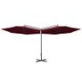 Double Parasol with Steel Pole Bordeaux Red 600 cm Image 4