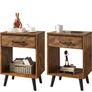 Nightstand Set of 2, Bedside Table, Side Table with Fabric Drawer Image 8