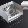 17 x 12.8in Stainless Steel Hand Sink - Wall Mount Design - Faucet & Side Splash Image 2