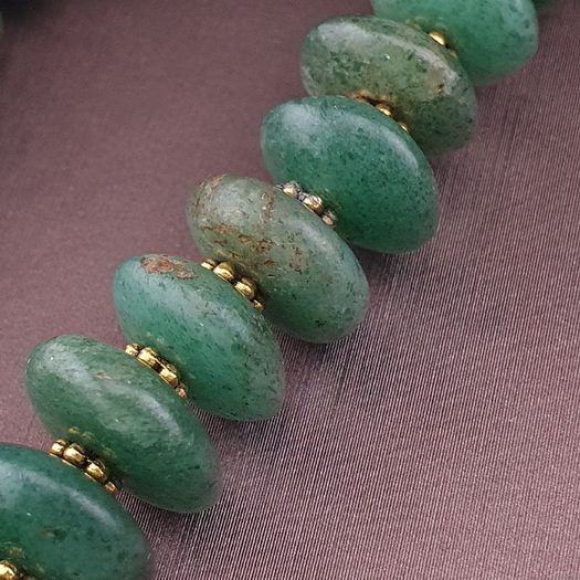 Vintage Tire Shape Jade Beads Necklace 24inches