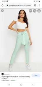 Boohoo green check gingham trousers uk8