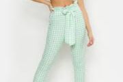 Boohoo green check gingham trousers uk8