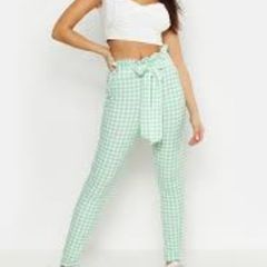 Boohoo green check gingham trousers uk8