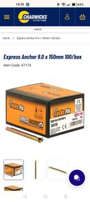 Express Anchor Fixings 8.0 x 150mm