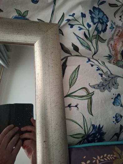 Large Silver coloured framed mirror