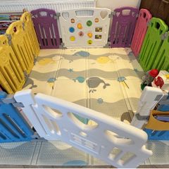 Baby Playpen and Crawling Mat Set