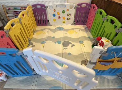 Baby Playpen and Crawling Mat Set