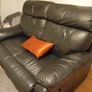 Black Leather Double Recliner Couch Image 3