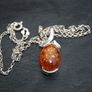 Vintage Real Baltic Amber & Sterling Silver Large Classic Pendant With Sterling Silver Chain -, Amber 8,3g Image 5