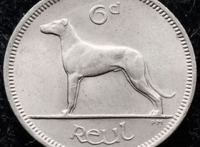 [#394] - Ireland 1968 | Irish 6p | Six Pence | Wolfhound | KM.13a | UNC
