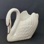 Vintage 1980s Royal Tara Swan Vase, Trinket, Fine Bone China Ireland White Gold Trim Handmade Galway Image 4