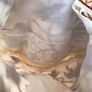 Embroidered cream orange floral Knitting craft bag with wicker handle Image 4